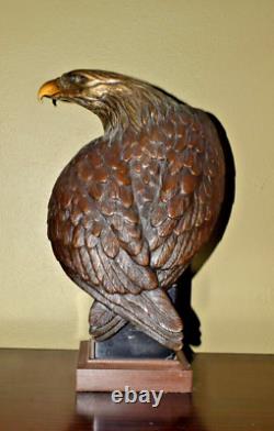 15 Lg VIGILANCE AMERICAN BALD EAGLE BRONZE SCULPTURE SIGNED ROBERT TAYLOR 27#