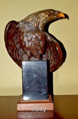 15 Lg VIGILANCE AMERICAN BALD EAGLE BRONZE SCULPTURE SIGNED ROBERT TAYLOR 27#
