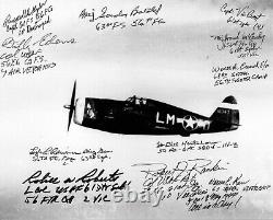 56th Fg Wwii Ace Signed By 11 8x10 Photo Aces Zemke's Wolfpack Super Rare
