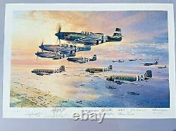 Aviation Art D-Day-THE AIRBORNE ASSAULT Signed By Charleton Heston Bob Hope