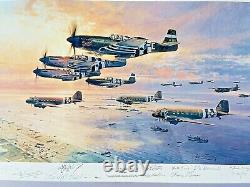 Aviation Art D-Day-THE AIRBORNE ASSAULT Signed By Charleton Heston Bob Hope