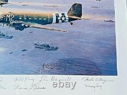 Aviation Art D-Day-THE AIRBORNE ASSAULT Signed By Charleton Heston Bob Hope