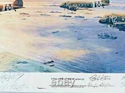 Aviation Art D-Day-THE AIRBORNE ASSAULT Signed By Charleton Heston Bob Hope