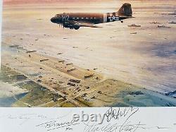 Aviation Art D-Day-THE AIRBORNE ASSAULT Signed By Charleton Heston Bob Hope