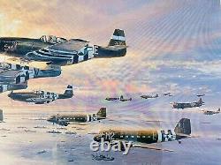 Aviation Art D-Day-THE AIRBORNE ASSAULT Signed By Charleton Heston Bob Hope