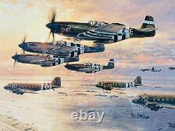 Aviation Art D-Day-THE AIRBORNE ASSAULT Signed By Charleton Heston Bob Hope