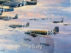 Aviation Art D-Day-THE AIRBORNE ASSAULT Signed By Charleton Heston Bob Hope