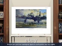 B-17F artwork autographed by 100th Bomb Group pilot Rosie Rosenthal & more