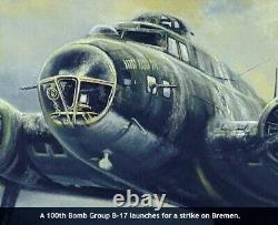 B-17F artwork autographed by 100th Bomb Group pilot Rosie Rosenthal & more