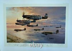 D-Day Airborne Assault R Taylor Print Sigs Bob Hope, Charlton Heston + 2 Prints