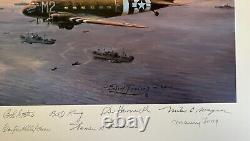 D-Day Airborne Assault R Taylor Print Sigs Bob Hope, Charlton Heston + 2 Prints