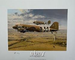D-Day Airborne Assault R Taylor Print Sigs Bob Hope, Charlton Heston + 2 Prints