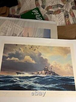 Exceptional Limited Edition Lithograph Sighting the Bismarck, sighted by RNPBY