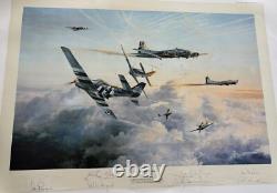 Extremely Rare Signed WWII Aces Print Gathering of The Eagles Robert Taylor