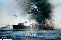 Falklands war Naval Print Sea King helicopter Atlantic Conveyor Robert Taylor