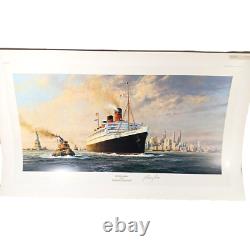 Farewell America RMS Queen Mary Robert Taylor LE Print Signed Capt Jones