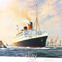 Farewell America RMS Queen Mary Robert Taylor LE Print Signed Capt Jones