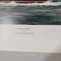Farewell America RMS Queen Mary Robert Taylor LE Print Signed Capt Jones