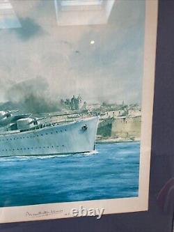 HMS Kelly Framed Print Signed By Lord Mountbatten & Robert Taylor 1304/2000