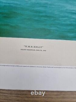 HMS Kelly Framed Print Signed By Lord Mountbatten & Robert Taylor 370/2000