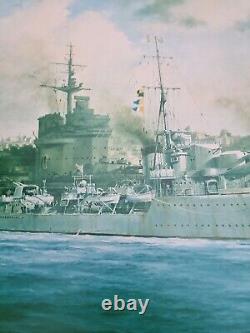 HMS Kelly Framed Print Signed By Lord Mountbatten & Robert Taylor 370/2000