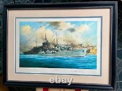 HMS Kelly, Grand Island Malta Signed Limited Edition print by Robert Taylor