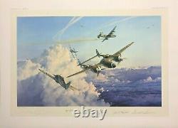 HOSTILE SKY by Robert Taylor aviation art signed by Luftwaffe& USAAF Aces