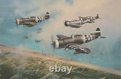 Hell Hawks over Utah by Robert Taylor aviation art signed by D-Day Pilots