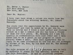 Jack Parr Signed Letter Regarding Robert F. Kennedy Appearance On His TV Program