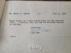 Jack Parr Signed Letter Regarding Robert F. Kennedy Appearance On His TV Program