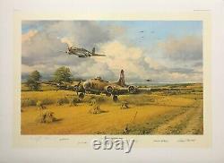 OUT OF FUEL AND SAFELY HOME by Robert Taylor signed by distinguished B-17 crew