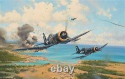 Okinawa by Robert Taylor Aviation Art signed by Ten Pacific Corsair Pilots