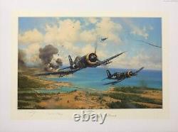 Okinawa by Robert Taylor Aviation Art signed by two Pacific Corsair Pilots