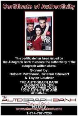 Robert Pattinson, Kristen Stewart & Taylor Lautner signed magazine CERT A0001