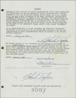 Robert Taylor Document Double Signed 08/20/1946