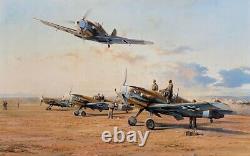 Robert Taylor HUNTERS IN THE DESERT Publisher Proof Me-109 Aviation Art Print