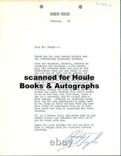 Robert Taylor Letter Signed Knupp Stanwyck Ursula Thiess Divorce