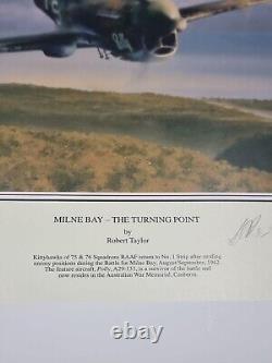 Robert Taylor MILNE BAY TURNING POINT & Cert Signed x2 WW2 Pilots 389 OF 550