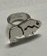 Robert Taylor Navajo Signed Sterling Silver Buffalo Bison Heartline Inlay Ring