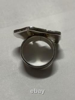 Robert Taylor Navajo Signed Sterling Silver Buffalo Bison Heartline Inlay Ring