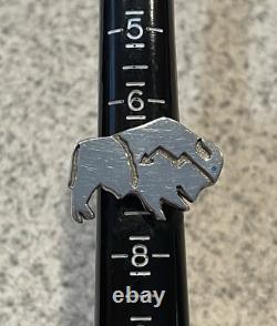 Robert Taylor Navajo Signed Sterling Silver Buffalo Bison Heartline Inlay Ring