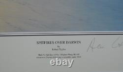 Robert Taylor SPITFIRES OVER DARWIN withCOA 4 Pilots Signatures Print