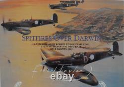 Robert Taylor SPITFIRES OVER DARWIN withCOA 4 Pilots Signatures Print