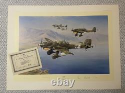 Robert Taylor STUKA Print 834/1250 with COA, Signed by 4 STUKA pilots & Artist