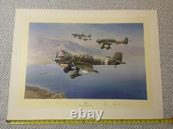 Robert Taylor STUKA Print 834/1250 with COA, Signed by 4 STUKA pilots & Artist