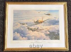 Robert Taylor WWII Aviation Print Numbered SIGNED By Taylor & 4 German ACES