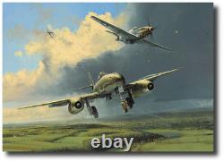 Running the Gauntlet by Robert Taylor with 4 Pilot Signatures- Me262- P-51 Mustang