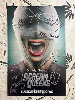 Scream Queens SDCC signed poster Taylor Lautner, Emma Roberts, Lea Michele, Keke