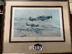 Signed Moral Support Robert TAYLOR Art 29.5x24Plane Framed Military RAF Badge