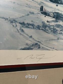Signed Moral Support Robert TAYLOR Art 29.5x24Plane Framed Military RAF Badge